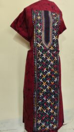 Pure Cotton Men’s Kurta – Unstitched Kantha Embroidery with Hand Batik Work (Maroon) - Image 3