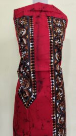 Pure Cotton Men’s Kurta – Unstitched Kantha Embroidery with Hand Batik Work (Red) - Image 6