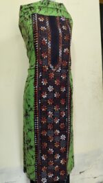 Pure Cotton Men’s Kurta – Unstitched Kantha Embroidery with Hand Batik Work (Green- Black) - Image 5
