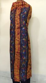 Pure Cotton Men’s Kurta – Unstitched Kantha Embroidery Hand Batik Work - Image 3