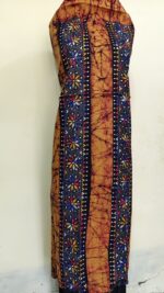 Pure Cotton Men’s Kurta – Unstitched Kantha Embroidery Hand Batik Work - Image 2