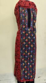 Pure Cotton Men’s Kurta – Unstitched Kantha Embroidery with Hand Batik Work (Red orange) - Image 5