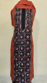 Pure Cotton Men’s Kurta – Unstitched Kantha Embroidery Hand Batik Work