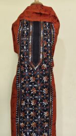 Pure Cotton Men’s Kurta – Unstitched Kantha Embroidery Hand Batik Work - Image 3