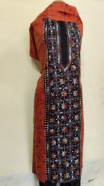 Pure Cotton Men’s Kurta – Unstitched Kantha Embroidery Hand Batik Work - Image 2