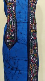 Pure Cotton Men’s Kurta – Unstitched Kantha Embroidery Hand Batik Work (Blue) - Image 6