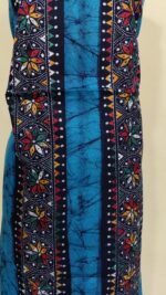 Pure Cotton Men’s Kurta – Unstitched Kantha Embroidery Hand Batik Work (Blue Sky color) - Image 4