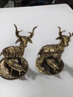 Brass Tribal Deer and Fawn Figurine – Handcrafted Dhokra Art Showpiece (2-piece set)