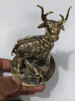 Brass Tribal Deer and Fawn Figurine – Handcrafted Dhokra Art Showpiece - Image 4