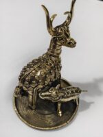 Brass Tribal Deer & Fawn Figurine – Handcrafted Dhokra Art Showpiece - Image 4