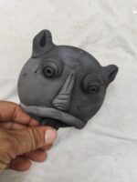 Handcrafted Tribal Mask Burnt Clay Ashtray Showpiece - Image 4