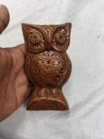 Handcrafted Terracotta Owl Figurine – Spiral Eye Motif - Image 2