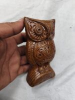 Handcrafted Terracotta Owl Figurine – Spiral Eye Motif - Image 3