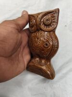 Handcrafted Terracotta Owl Figurine – Spiral Eye Motif - Image 4