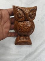 Handcrafted Terracotta Owl Figurine – Spiral Eye Motif