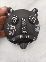 Handcrafted Terracotta Tribal Clay Mask – Burnt Black Showpiece