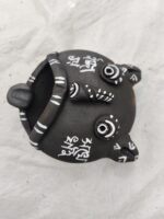 Handcrafted Terracotta Tribal Clay Mask – Burnt Black Showpiece - Image 2