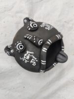 Handcrafted Terracotta Tribal Clay Mask – Burnt Black Showpiece - Image 3