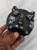 Handcrafted Terracotta Tribal Clay Mask – Burnt Black Showpiece - Image 4