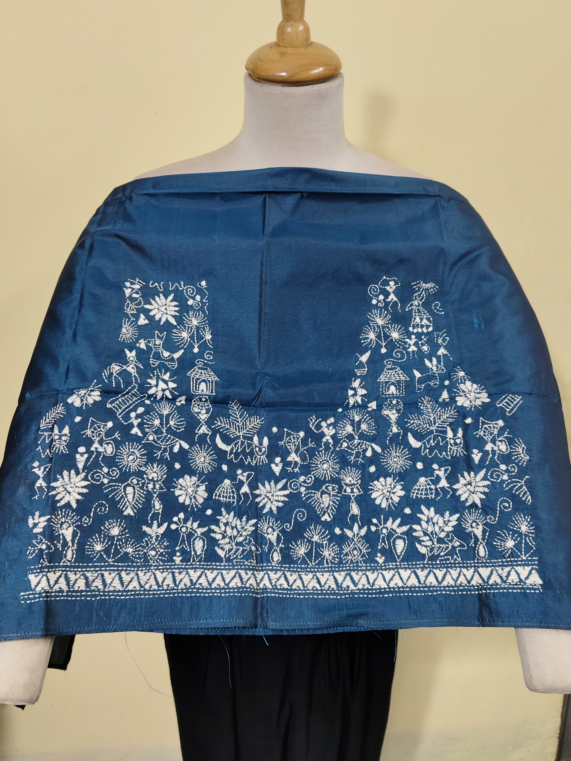 IMG_20260618_224228 Silk Kantha Stitch Blouse Material – Tribal & Floral Hand Embroidery - Image 1