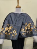 Handcrafted Silk Kantha Stitch Blouse Material – Bird & Floral Motifs - Image 5