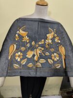 Handcrafted Silk Kantha Stitch Blouse Material – Bird & Floral Motifs