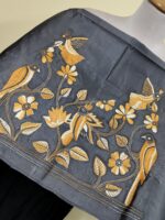 Handcrafted Silk Kantha Stitch Blouse Material – Bird & Floral Motifs - Image 3