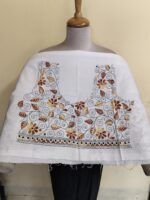 White Premium Cotton Kantha Stitch Blouse Material