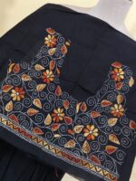 Handcrafted Cotton Kantha Stitch Blouse with Floral Embroidery - Image 2