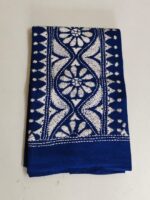 Handcrafted Cotton Kantha Stitch Blouse Material with Symmetrical Floral Motifs - Image 4