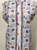 White cotton Kantha jacket with embroidery - Image 4