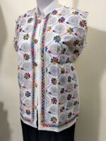 White cotton Kantha jacket with embroidery - Image 5