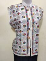 White cotton Kantha jacket with embroidery - Image 3