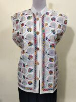 White cotton Kantha jacket with embroidery - Image 2