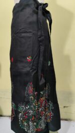 Black Cotton Wrapper Skirt with Handcrafted Multicolor Kantha Stitch Embroidery - Image 4