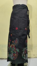 Black Cotton Wrapper Skirt with Handcrafted Multicolor Kantha Stitch Embroidery
