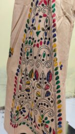 Handcrafted Cotton Wrapper Skirt with Multicolor Kantha Stitch Embroidery (Biscuit color) - Image 6