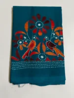 Green Cotton Kantha Stitch Blouse Piece