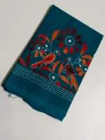Green Cotton Kantha Stitch Blouse Piece - Image 2