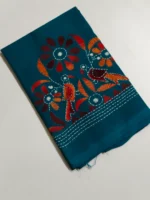 Green Cotton Kantha Stitch Blouse Piece - Image 3