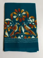 Green Cotton Kantha Stitch Blouse Piece