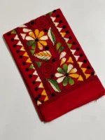 Cotton Bengal Kantha Work Blouse (red colour) - Image 3