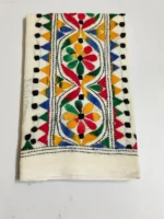 Cotton Kantha Work Blouse Material - Multicolor Threadwork