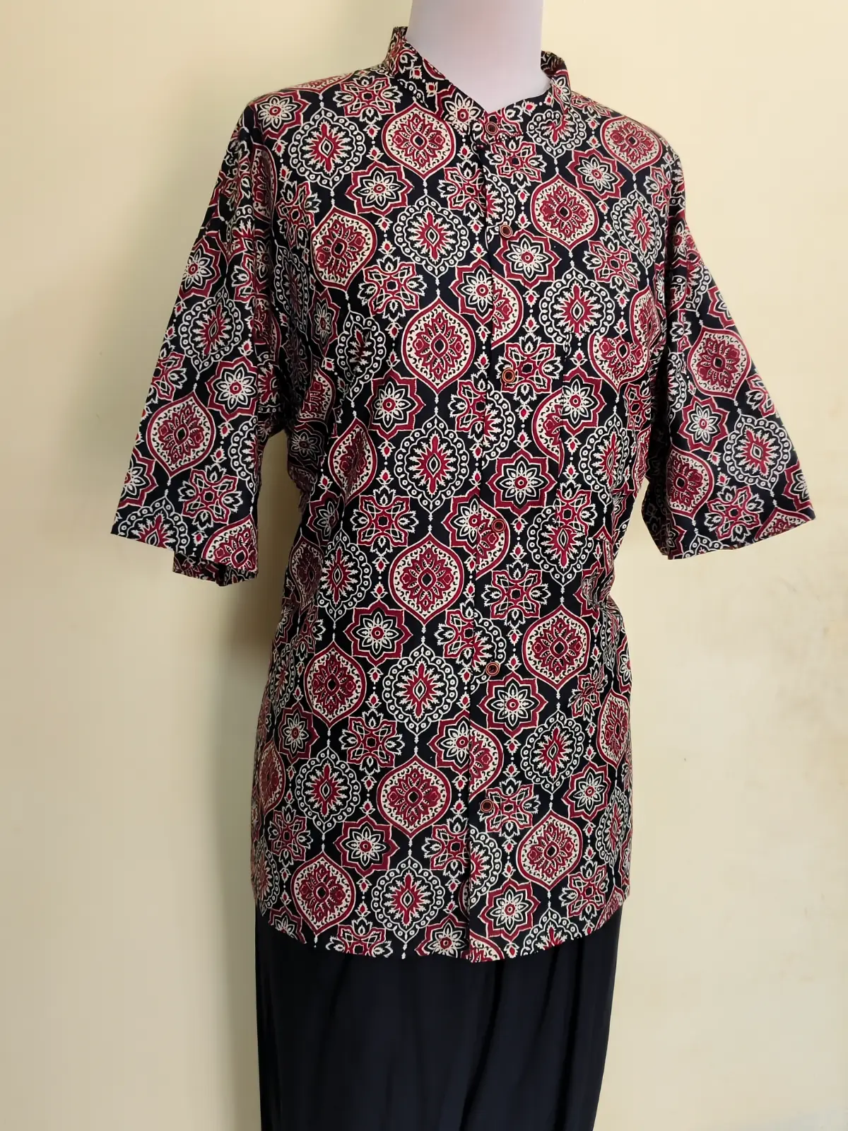 1000918073-1.webp Cotton ajrakh print Half sleeve shirts - Image 1