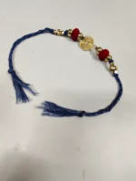 Handmade Dokra brass Rakhi – traditional festival thread (blue) - Image 5