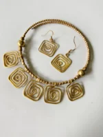 Handcrafted Brass Spiral Necklace - Earrings Set auto adjustable