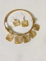 Handcrafted Brass Spiral Necklace - Earrings Set auto adjustable - Image 2