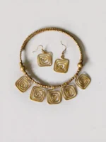 Handcrafted Brass Spiral Necklace - Earrings Set auto adjustable - Image 3