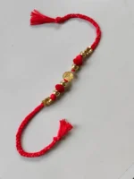 Handmade Dokra brass Rakhi – traditional festival thread (Red) - Image 6