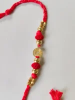 Handmade Dokra brass Rakhi – traditional festival thread (Red) - Image 5
